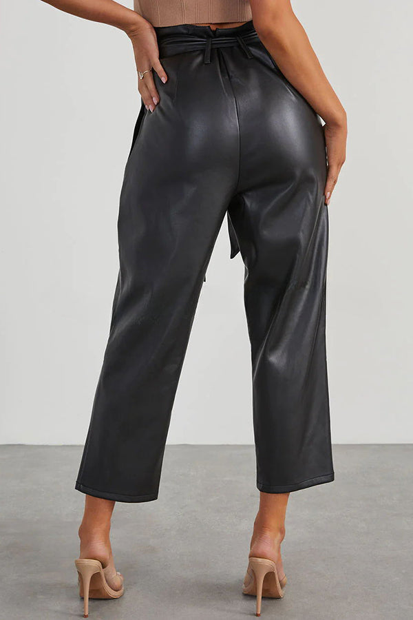 Work It Belt Pocket High Waist Leather Pants