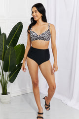 Marina West Swim – Take A Dip Twist – Hochgeschnittener Bikini mit Leopardenmuster