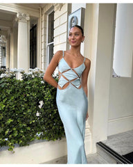 2024ss sexy halter Waistband Wispy party dress