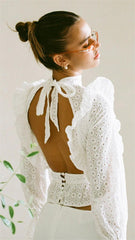 White Backless Crop Top