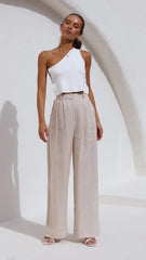 White One Shoulder Ribbed Knit Crop Top