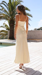 Yellow High Slit Midi Dress