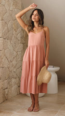 Dusty Pink Slip Midi Dress