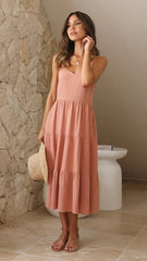 Dusty Pink Slip Midi Dress
