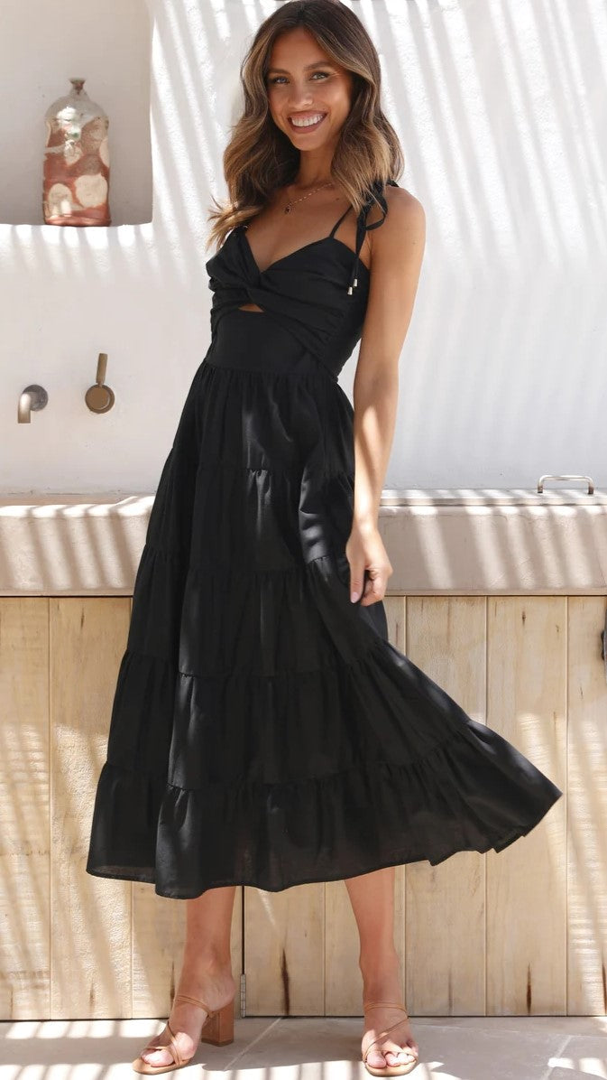 Black Cutout Midi Dress
