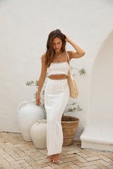 Romantic Escape Leinen Crop Top Weiß