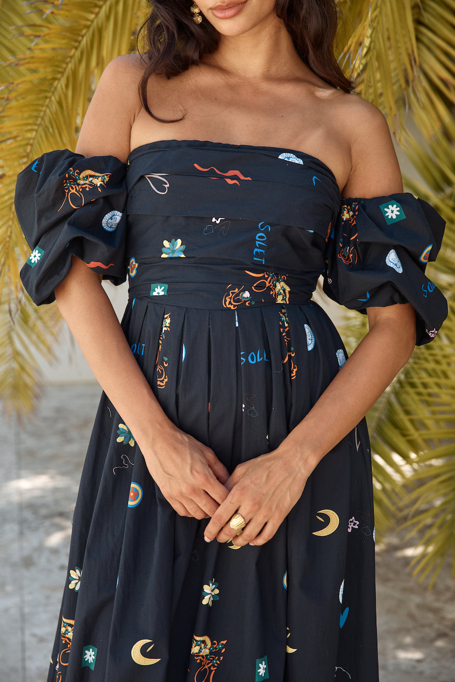 Bonnie Off Shoulder Maxi Dress Black