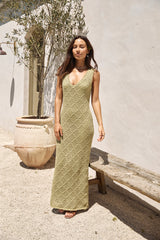 Exotic Escape Knit Maxi Dress Green