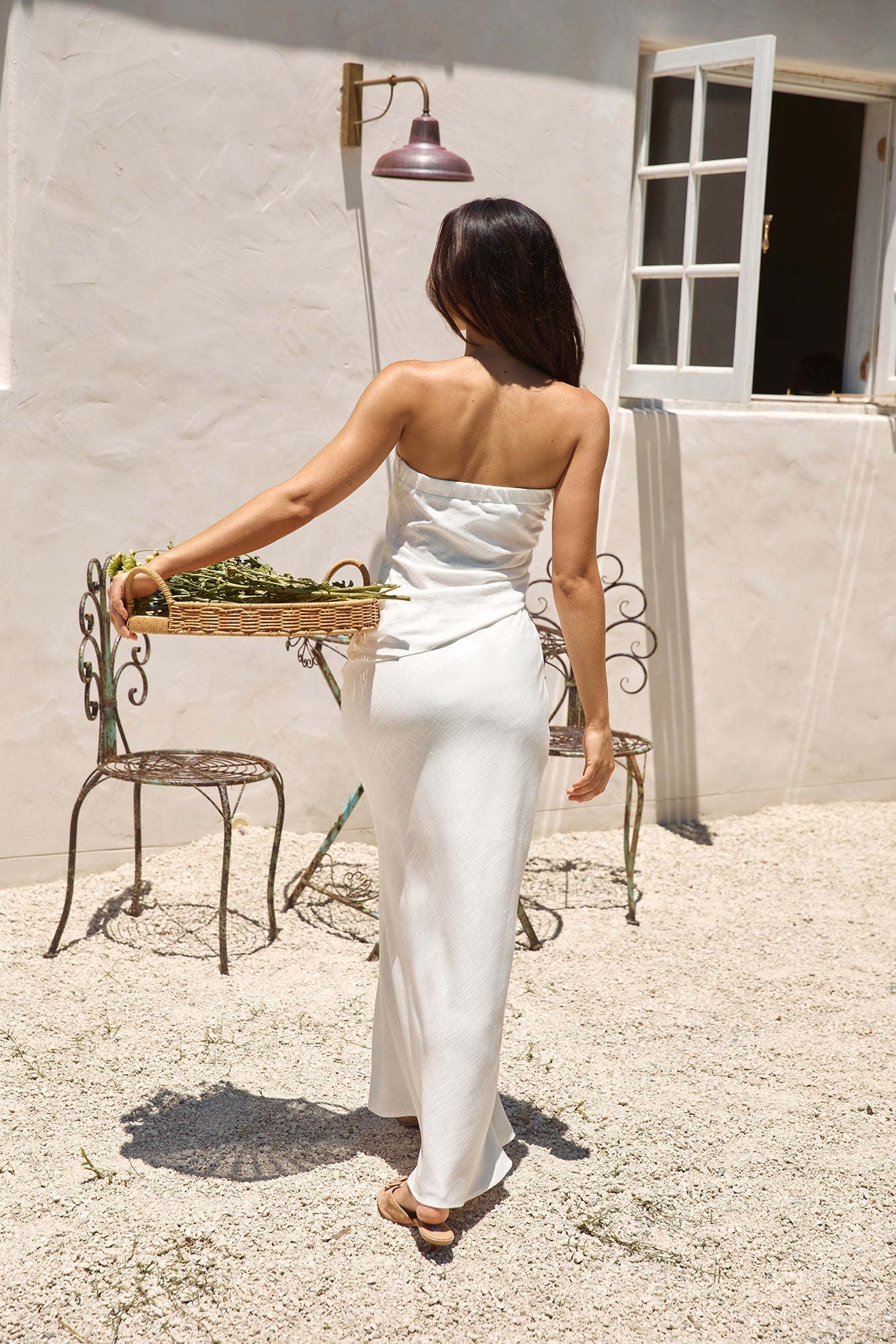 Hidden Oasis Linen Strapless Top White