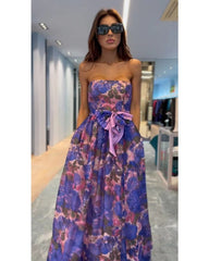 2024ss sexy strapless beach dress