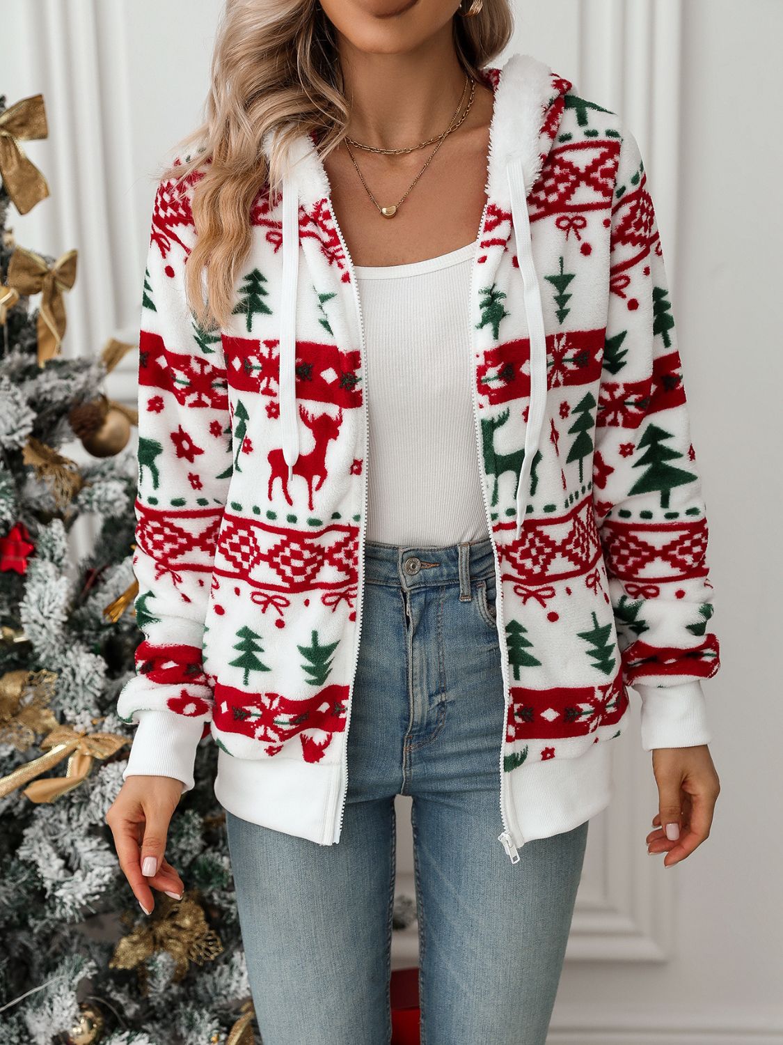 Kapuzenjacke mit Kordelzug und Weihnachtselement