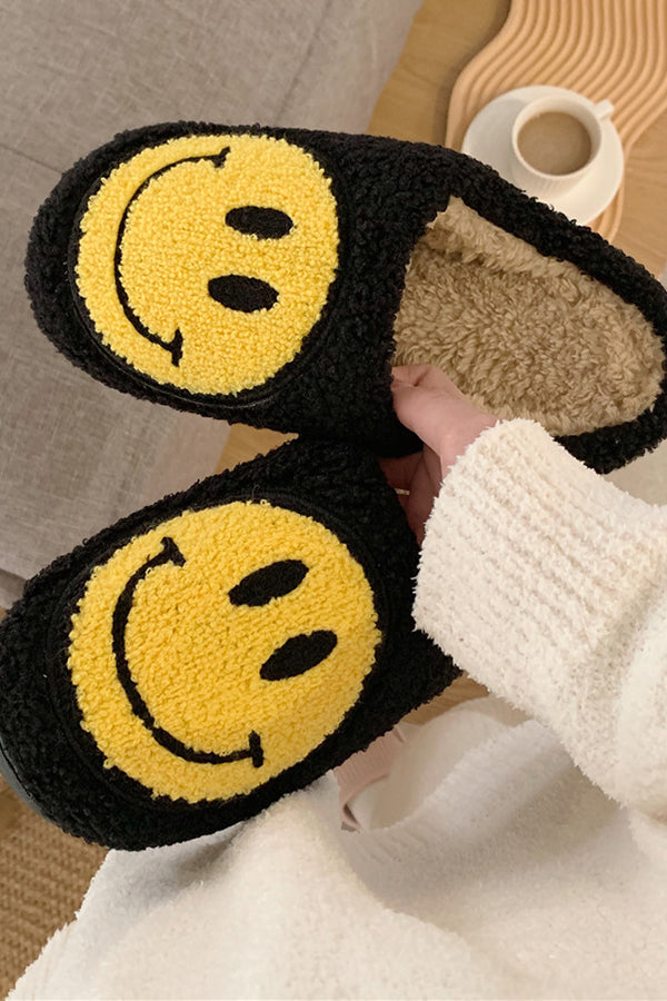 Smiley plush slippers
