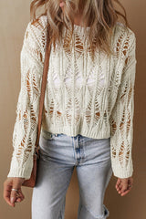 See It Through Hollow-Out Long Sleeve Knit Top