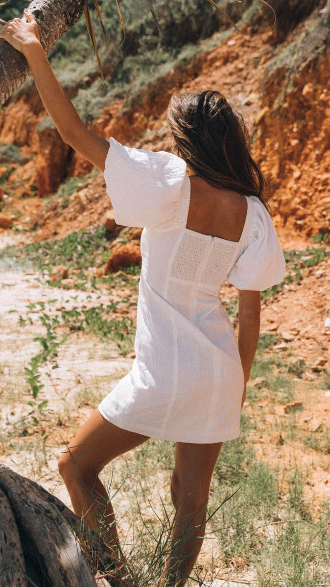 Tuscany Linen Mini Dress - White