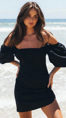 Black Off Shoulder Mini Dress