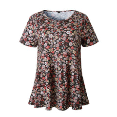 Black Floral Short Sleeve Tee