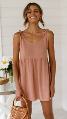 Dusty Pink Shoulder-Tie Shift Dress