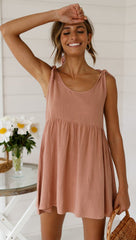 Dusty Pink Shoulder-Tie Shift Dress