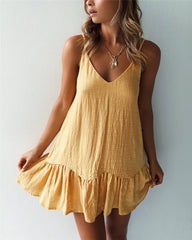 Yellow V Neck Slip Dress
