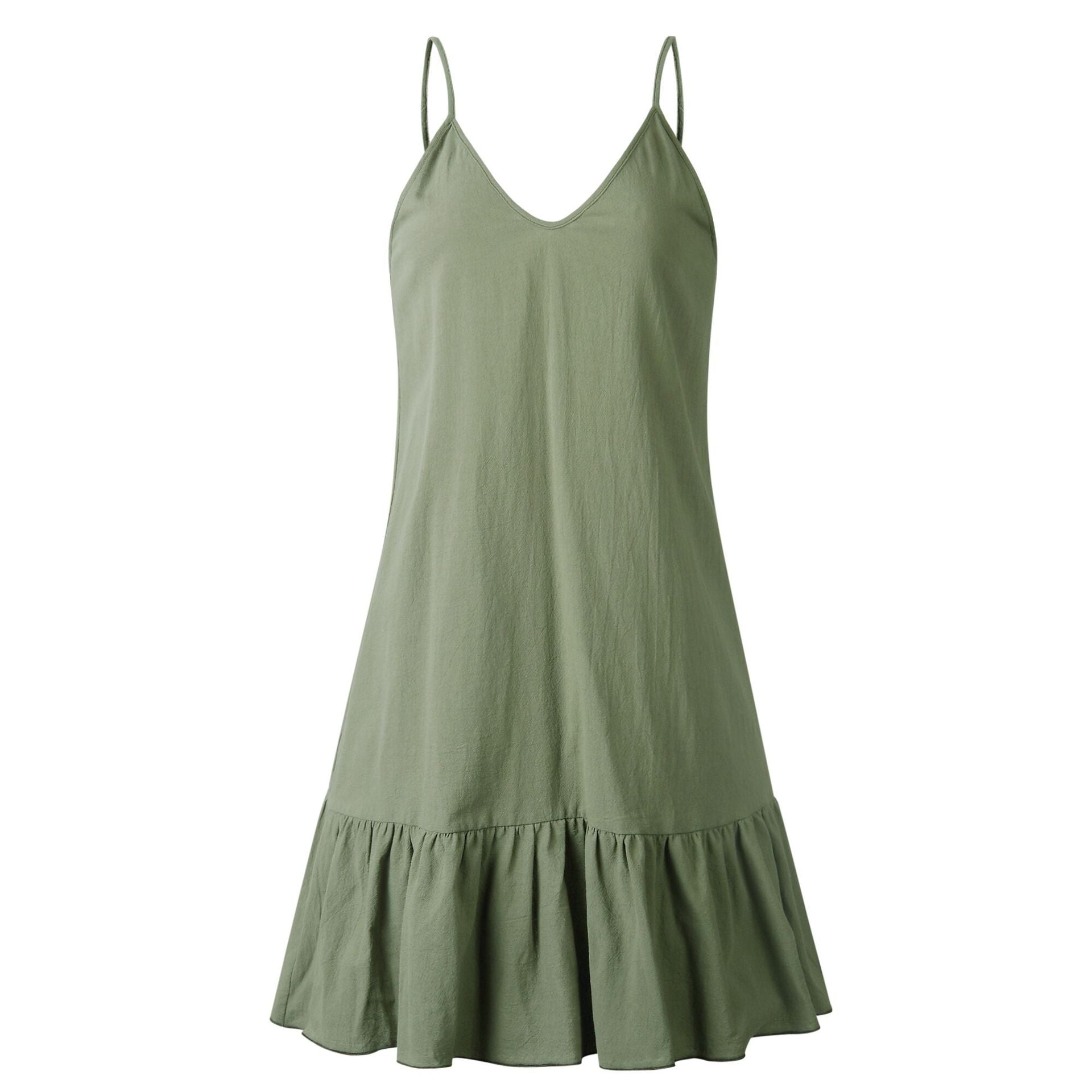 Green V Neck Slip Dress