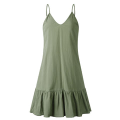 Green V Neck Slip Dress