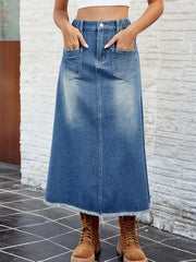Jeansrock mit Knöpfen und Taschen