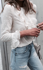 White Ruffled Lace Top