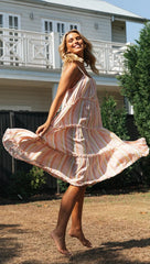 Pink Rainbow Striped Slip Dress
