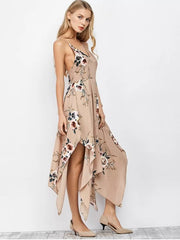 Trendy Floral Maxi Handkerchief Casual Slip Dress