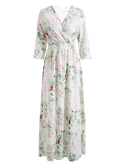Trendy Floral V Neck Slit Maxi Dress