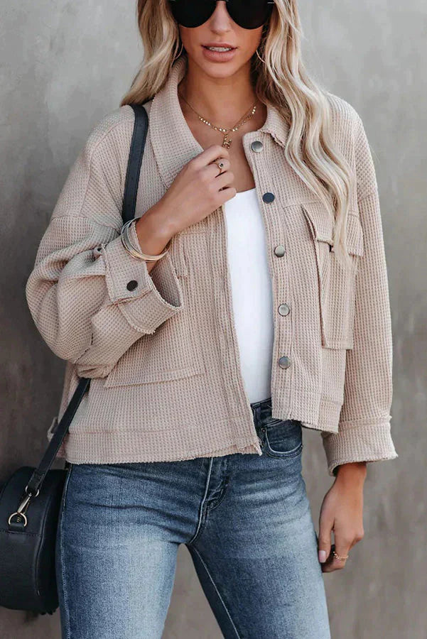Cool for You Pocketed Waffle Crop Jacket