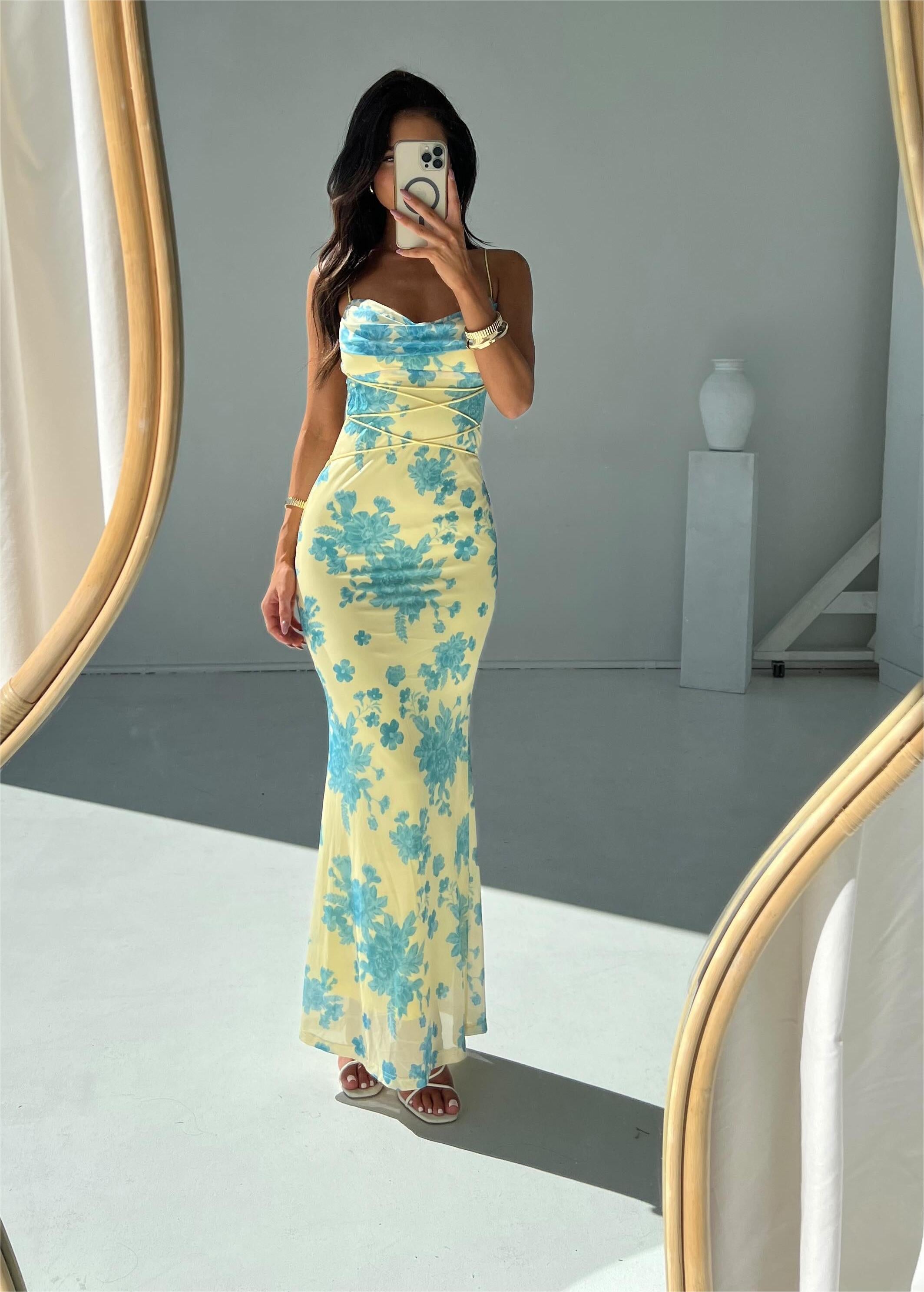 2024ss sexy camisole deep V print dress