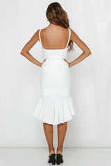 White Fishtail Cami Midi Dress