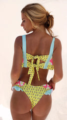 Color Block Bowtie Tank Bikini Sets
