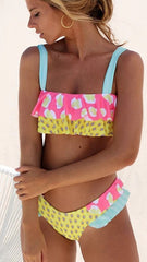 Color Block Bowtie Tank Bikini Sets