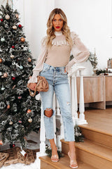 Sunny Day Chic Ruffle Trim Knit Top