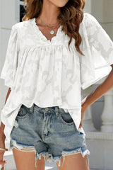 A Chance For Love Floral Jacquard Short Sleeve Top - 7 Colors