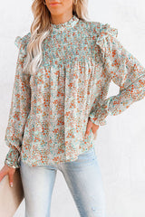 Evermore Floral Print Smocked Ruffle Top - 2 Colors