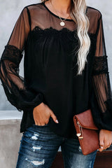 Picture This Tulle&Lace Long Sleeve Top - 5 Colors