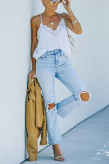 Monique High Rise Distressed Straight Leg Denim