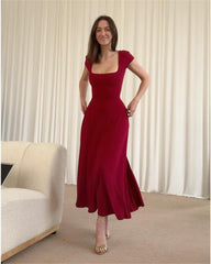 2024ss rotes sexy lässiges Ausgehkleid 