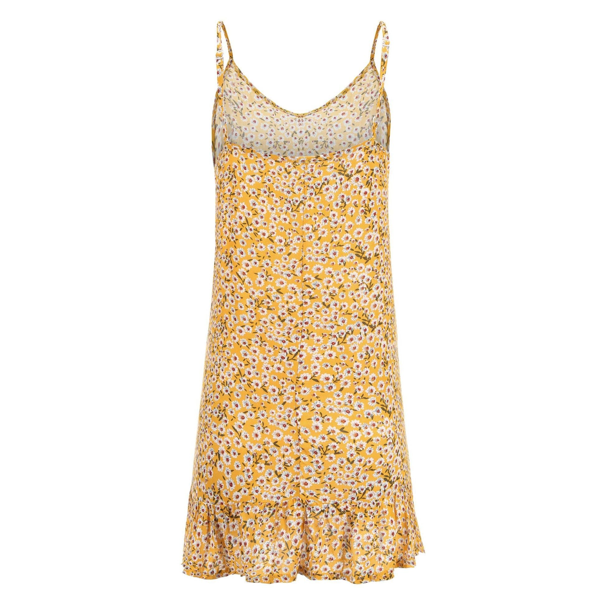 Yellow Floral V Neck Cami Dress