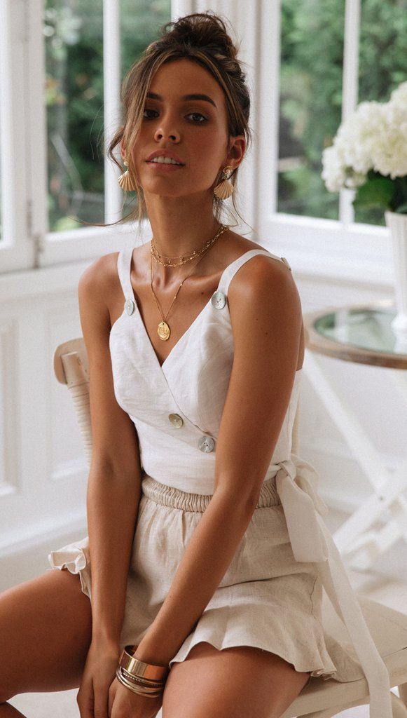 White Studded Bowtie Crop Top
