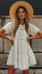 Delicate Green Sunflower Circle Dress