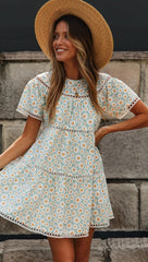Delicate Green Sunflower Circle Dress