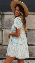 Delicate Green Sunflower Circle Dress