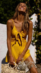 Yellow Double Bowknot Mini Dress