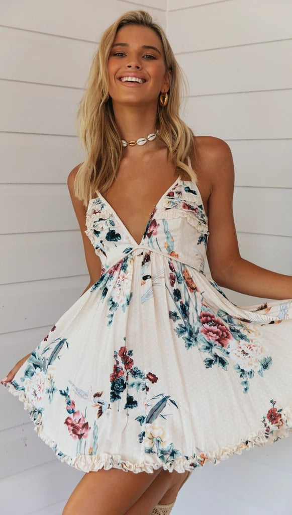 Retro Floral Flare Mini Dress