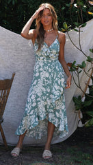 Blue Silhouette Cami High Slit Dress