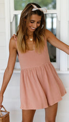 Dusty Pink Shoulde-Tie Rompers